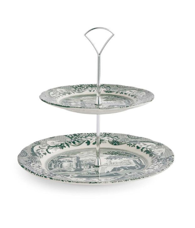 Heritage Green Italian 2 Tier Cake Stand